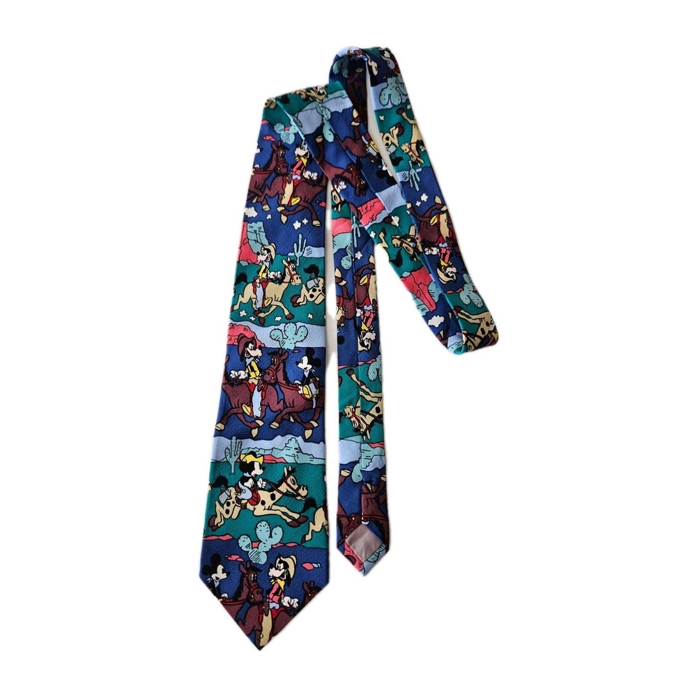 Vtg Balancine The Tie Works Disney Silk Mickey Cartoon Novelty Print Necktie